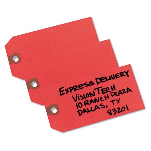 Avery Unstrung Shipping Tags, 11.5 pt. Stock, 4-3/4" x 2-3/8", 1,000 Red Hang Tags (12345)