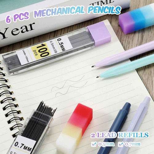 Motipuns 84 Pcs Aesthetic School Supplies, 2 Large Pen Cases, 10 Black Ink Gel Pens, 24 Pastel Highlighters, 12 Mechanical Pencils with 0.5 and 0.7mm Pencil Lead for Back to School Students Essentials