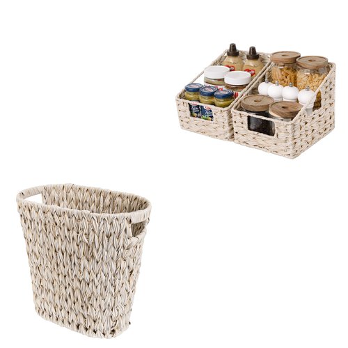 GRANNY SAYS Bundle of 1-Pack Small Waste Basket for Rubbish & 2-Pack Wicker Shelf Baskets