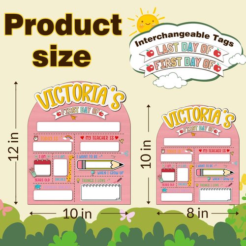 Custom First & Last Day Of School Signs Personalized Wooden Reusable School Signs with Name, Back to School Gift Preschool 1st Day of Kindergarten