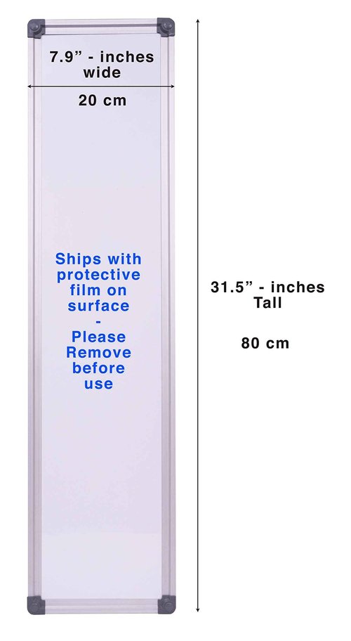 The Original Maven Slim Skinny Whiteboard Dry Erase to-do List Narrow Mini Small Office Wall Portable Magnetic Tall Dry Erase White Board Frame 7.9 “ x 31.5” | 20 cm x 80 cm