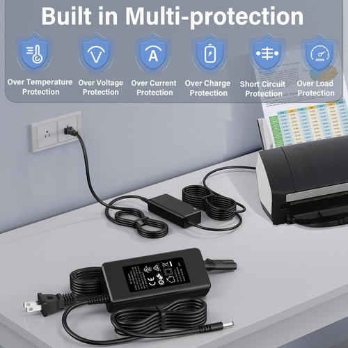 24V Charger for Fujitsu Scanner fi-7160 fi-6130 Power Cord AC DC Adapter Supply Cable for Fujitsu fi-7180 fi-7260 fi-7280 S1500 S1500M Document Scanner Charging Battery Cable Plug Replacement Cord