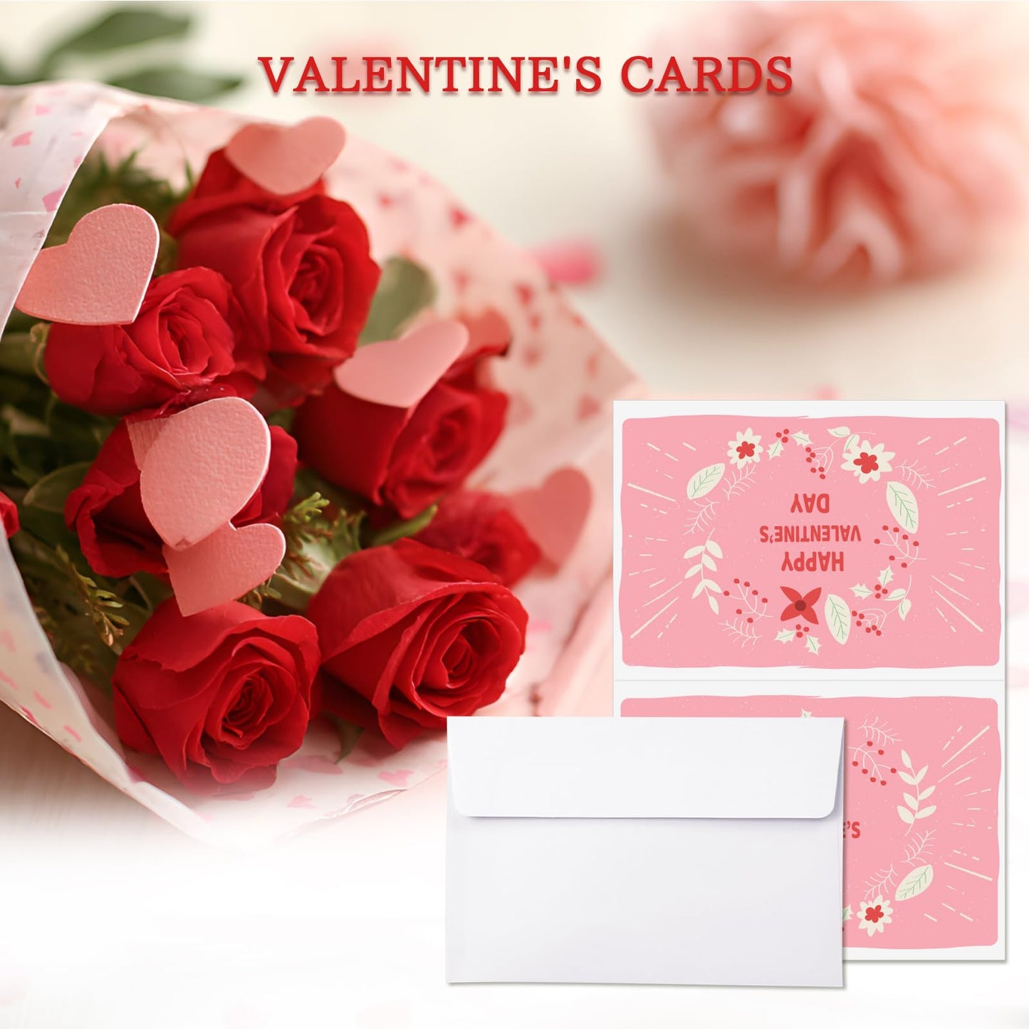 44 Pack Blank Cards and Pink Envelopes 4x6, Self-Seal A4 Envelopes with Folded Cardstock set, for DIY greeting cards,Thank you Cards, Wedding Birthday Christmas Invitations and Various Occasions
