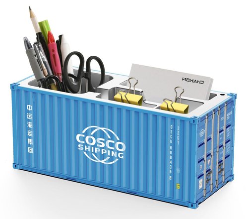 Yixoo Desk Organizer, Pen Pencil Holder, Business Name Cards Holder, Shipping Container Model Storage Box, Secret Storage Box with Multiple Compartments Office Supplies Multi-function (COSCO)