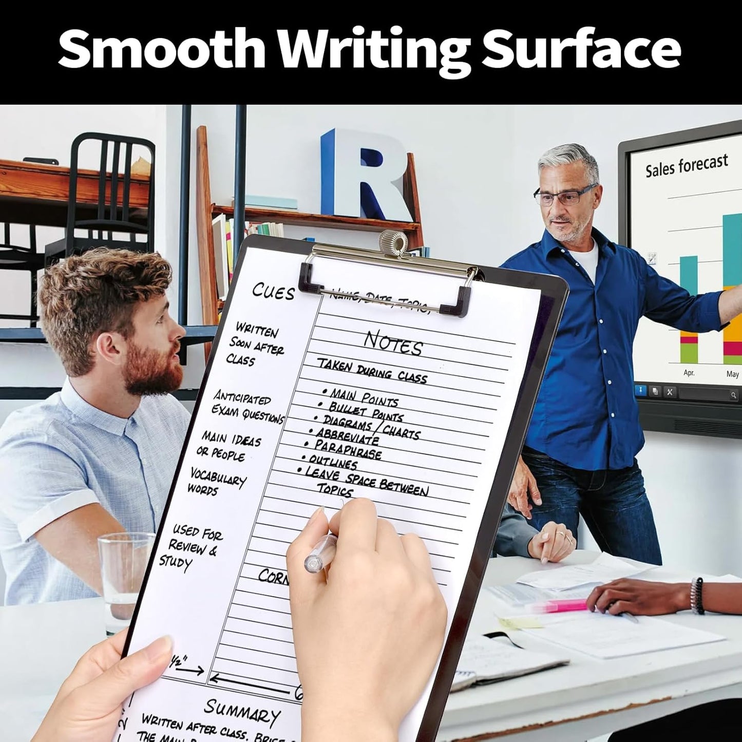 Sooez Plastic Clipboard - 10% Thicker Clip Board with Pen Holder | 8.5x11 Standard Size for Teachers & Office Use