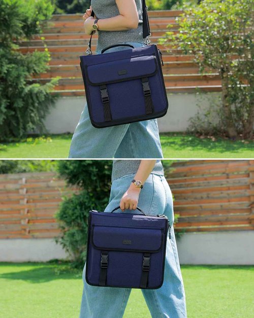 Banero 3" D-ring Zipper Binder with 700+ Sheets Capacity, 3-ring Zip Up Binder with Shoulder Strap for School, College, Office, Compatible with 13" MacBook & 12.9" Tablet (Dark Blue)