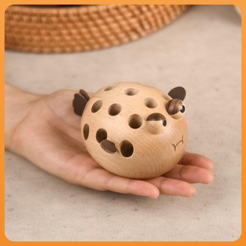 Damuzhi Pen Holder For Desk Pencil Holder Wooden Pufferfish- Funny Small Gifts For Kids, Unique Christmas Gifts For White Elephant Gift Steacher Gifts