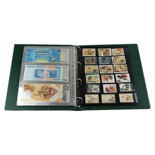 MUDOR 4 Ring Classic Binder,Empty Albums Stockbook for Stamps, Documents, Coins, Banknotes(Blue)