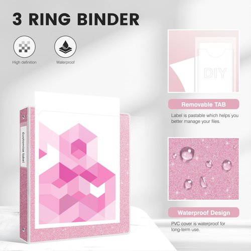 EYROZILL 3 Ring Binder 1 Inch 4 Pack, Fashion Binder with 2 Pockets (Fit 8.5x11 Inches Letter Size Paper) for School Office and Home, Colour Mixture