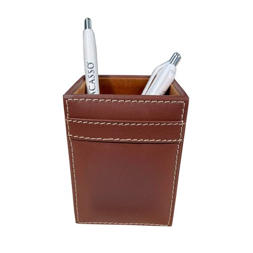 Dacasso Rustic Brown Leather Pencil Cup