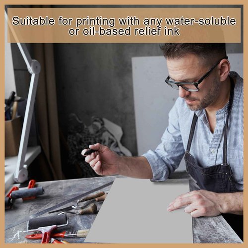 Yeaqee 8 Pcs 12 x 18 Inch Linoleum Block Rubber Carving Block Soft Linocut Blocks Large Linoleum Sheet Unmounted Lino Plates for Engraving Art Project Printmaking Artist Studio Supplies, Gray