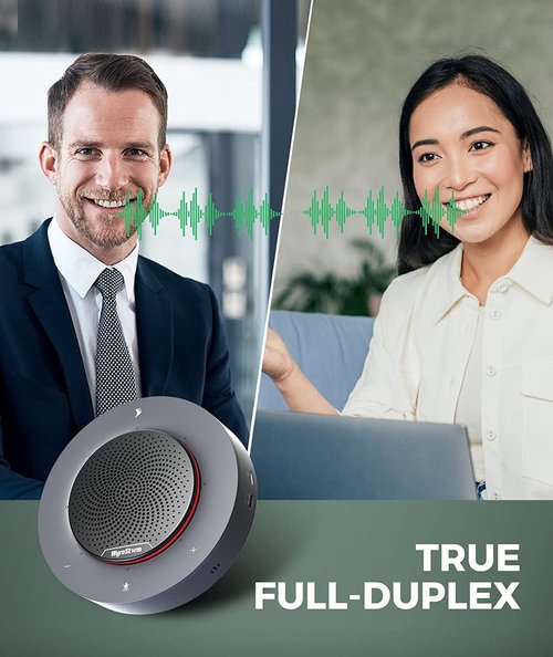 WYRESTORM Halo 30 USB Conference Speakerphone, 4 Noise-canceling Mics, Enhanced 360° Voice Pickup, AGC Voice Balance, Full-Duplex, Idea for Home Office