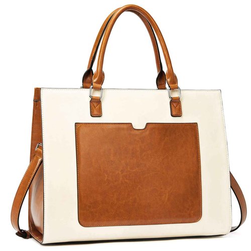 Telena Leather Briefcase for Women Laptop Tote Bag Business Work Briefcase Large Capacity Handbag
