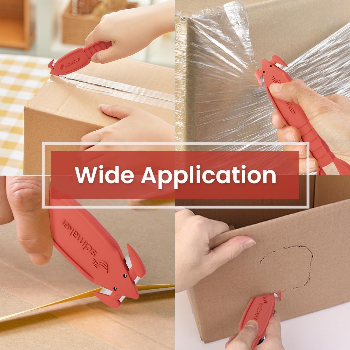 Skiennix Safety Box Cutter - Recessed Stainless Steel Blade Utility Knife for Efficient Package Opening | 6-Pack