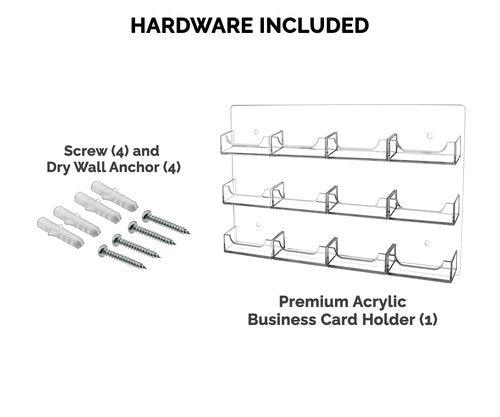 Marketing Holders Wall Business Card Holder with Hanging Hardware for 3.5" x 2" Gift or Appointment Cards Medical Dental Corporate Offices Community Centers 12 Pockets Clear Acrylic One Piece