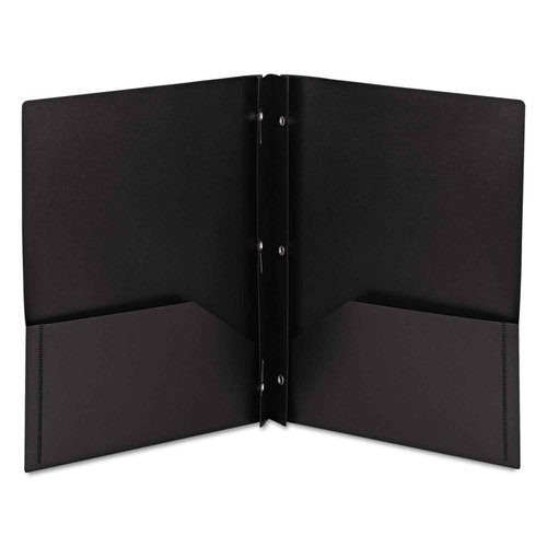 Smead Poly Two-Pocket Folder, Tang-Style Fastener, Letter Size, Black, 25 per Box (87725)
