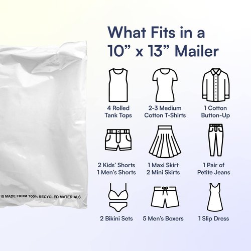 300 Count, 10x13 inch 100% Recycled Poly Mailers Eco Friendly Packaging Envelopes Supplies Mailing Bags 2.5 Mil Thick - SMART Mailer