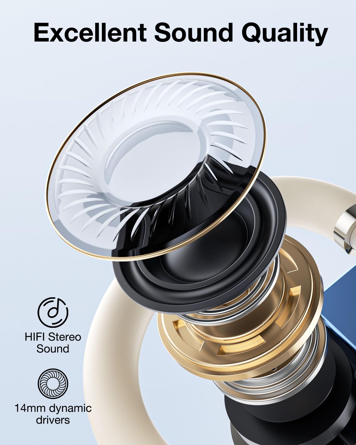 MOMOHO Open Ear Headphones, Open Ear Earbuds with Earhooks, Lightweight Air Conduction Earphones, Touch Control,Up to 37 Hours Power with Case, Sweat Resistant for Yoga,Workouts, Running