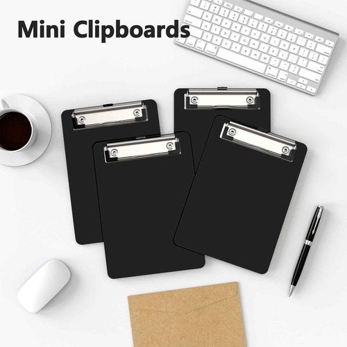 Juvealoe Mini Clipboard 50 Pack, 5 x 7 Plastic Small Black Clip Boards with Low Profile Clip, Memo Size for Classroom, Teacher, Students, School & Office Supplies