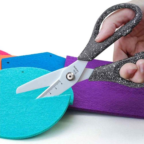 cool hand Gear 7.8'' Multi Purpose Ceramic Blade Scissors w/Ruler Marking, Blunt Tip Scissors Utility Shears for Kitchen, Craft, BBQ, Pet Care, Sewing, 5 PCS