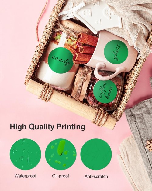 Nelko 2-Inch Green Circle Thermal Stickers - Self-Adhesive Labels for Custom Logo & QR Code | 750 Labels/Roll