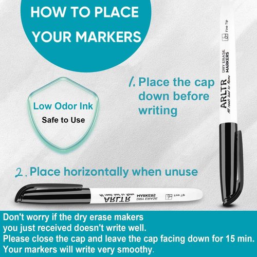 ARLTR Dry Erase Markers Bulk, 200 Pack Black Whiteboard Markers with Fine Tip, Low Odor Dry Erase Markers for School Office Home …