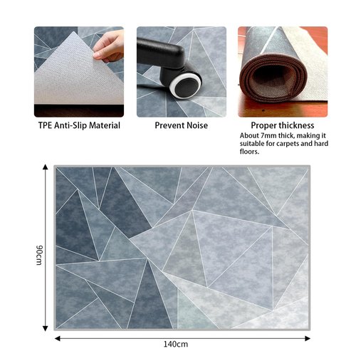 55"x36" Office Chair Mat,Heavy Duty TPE Floor Protector for Hardwood Tile Floors,Non-Slip Desk Chair Mat for Office, Gaming Room Living Room (Blue)