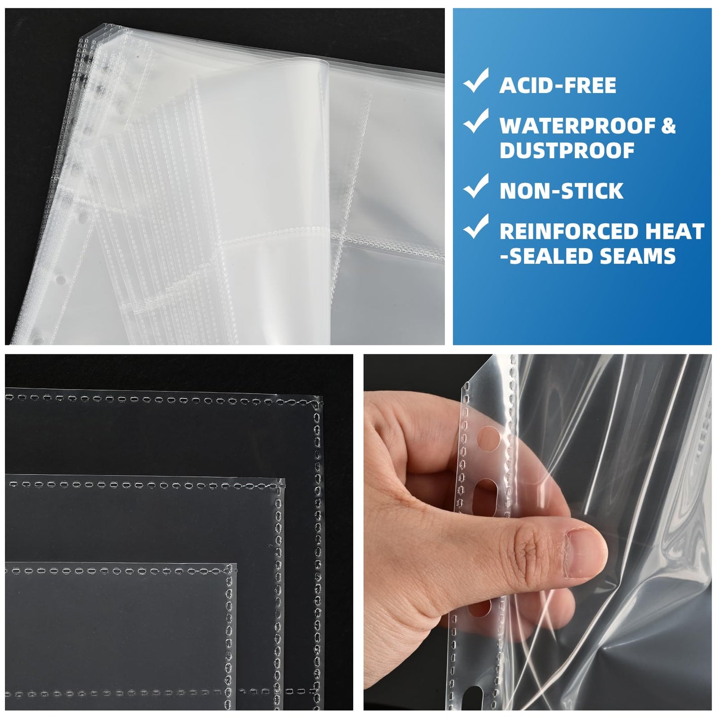 200 Pack 9 Pocket Trading Card Binder Pages, Holds 3600 Cards, Thickened Binder Sleeves, 3 Ring 9 Pocket Sheets for Sports Cards, Coupons Cards