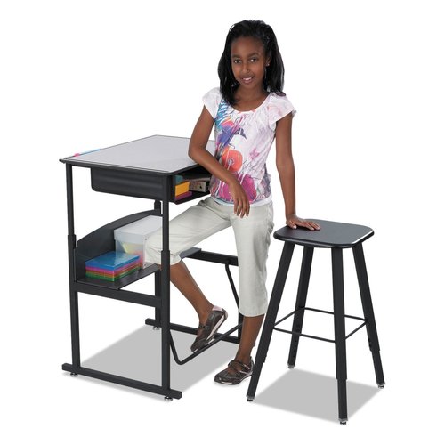 Safco Products 1205BE Alphabetter Stool for Alphabetter Stand-Up Desk (Sold Separately), Black Frame, Beige Seat Classroom and Home School Desk