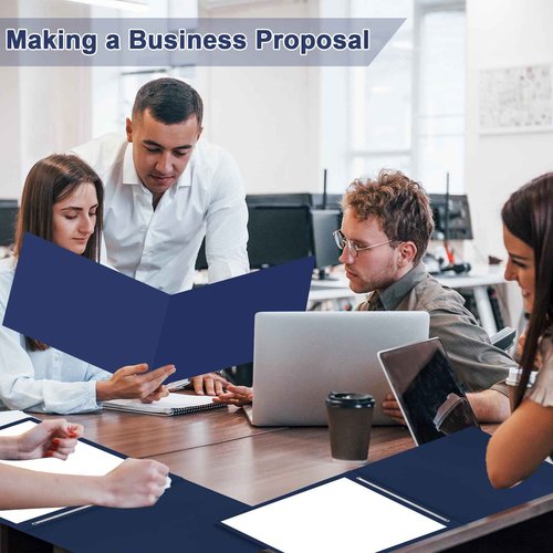 gisgfim 40 Pcs 11'' x 17'' Pressboard Report Cover 3" Capacity Metal Prong Paper Fastener with Compressor Presentation Binder Folder to Neatly Bind Reports Proposals Transcripts Document(Dark Blue)