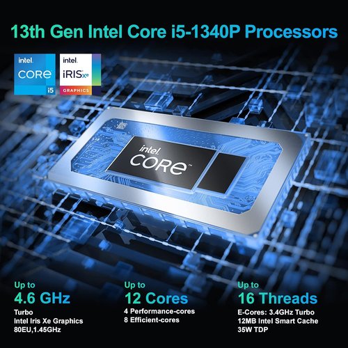 Intel NUC 13 Pro Mini PC - Core i5-1340P, 16GB RAM, 512GB SSD | 8K/4K Display, WiFi 6E, Windows 11 Pro