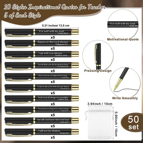 Spakon 50 Sets Father's Day Gifts for Church Christian Pens Silicone Bible Verse Keychains Bulk for Men Inspirational Scripture Metal Pen Religious Gifts for Sunday School Teacher Men Party Supplies