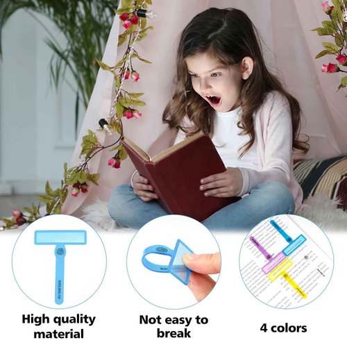 144 Pcs Guided Reading Strips, Dyslexia Tools for Kids, Colorful Text Overlays for Early Readers, ADHD Finger Trackers Highlight (96 Wands and 48 Removable Rings)