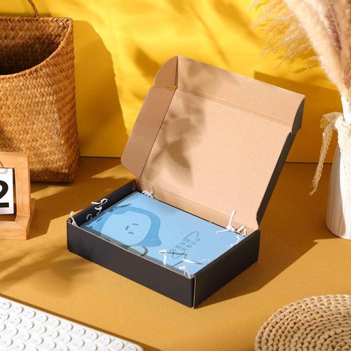 Qilery 100 Pcs Shipping Boxes Cardboard Gift Corrugated Cardboard Boxes Mailer Packaging for Mailing Small Business Present (9 x 6 x 2 Inches,Black)