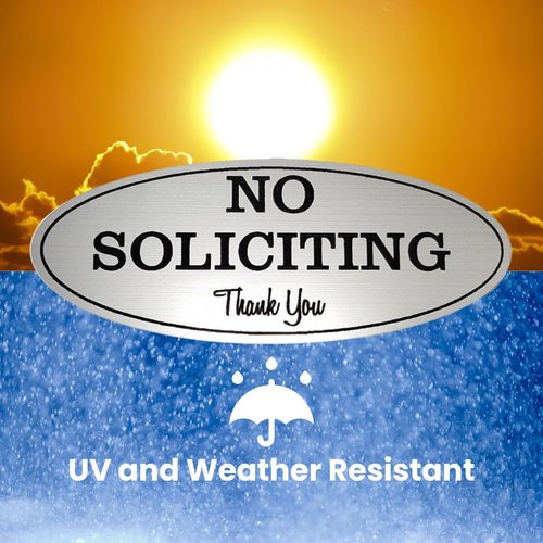 ExcelMark No Soliciting Sign - Durable Indoor/Outdoor Use | UV & Weather Resistant (Small - 2"x 5", Gold/Black)