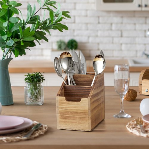 BWODYAY Remote Control Holder, TV Remote Holder, Wood Farmhouse Remote Caddy for Table, Remote Organizer Caddy with 3 Slots, Remote Storage Box for Home Office, Burnt Wood