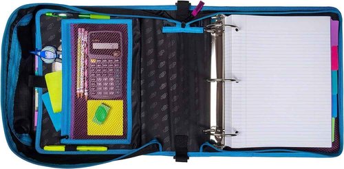Case-it The Mighty Zip Tab Zipper Binder - 3 Inch O-Rings - 5 Color Tab Expanding File Folder - Multiple Pockets - 600 Sheet Capacity - Comes with Shoulder Strap - Monster Design D-146-ME (Pack of 2)