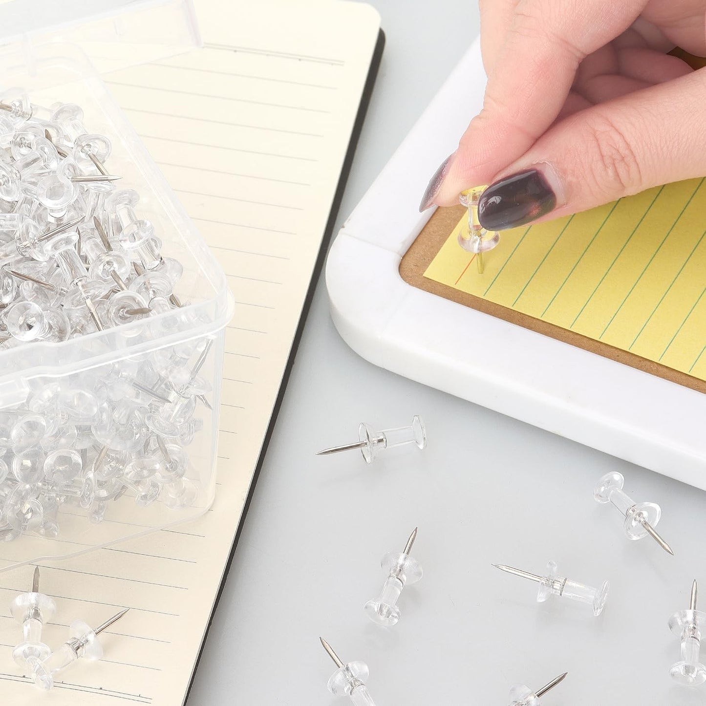 ZZTX Push Pins - 500-Pack Large Clear Thumb Tacks with Steel Point for Bulletin Boards & Offices