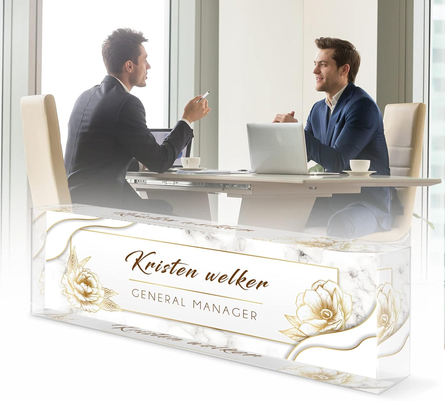 Skiennix Personalized Desk Name Plate - Unique Clear Acrylic Office Decor | Custom Gifts for Coworkers & Bosses