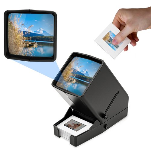DigitConvert 35mm Slide Viewer, 3X Magnification, USB Powered/Battery Operation-for 35mm Slides & Positive Film Negatives (4AA Batteries Included)