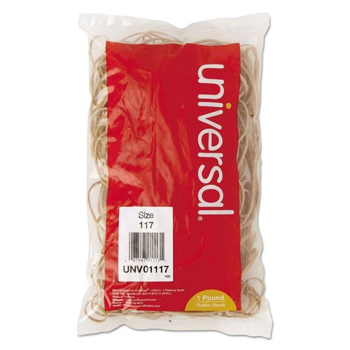Universal, 01117, Rubber Bands, Size 117, 0.06" Gauge, Beige, 1 lb Box, 210/Pack, Sold As 6 Packs