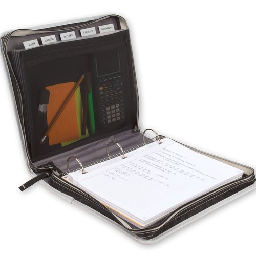 Five Star Zipper Binder, 2 Inch 3-Ring Binder with Round Rings, Expansion Panel and 5-Tab Expanding File, 580 Sheet Capacity, Black/Gray (29052IT8)