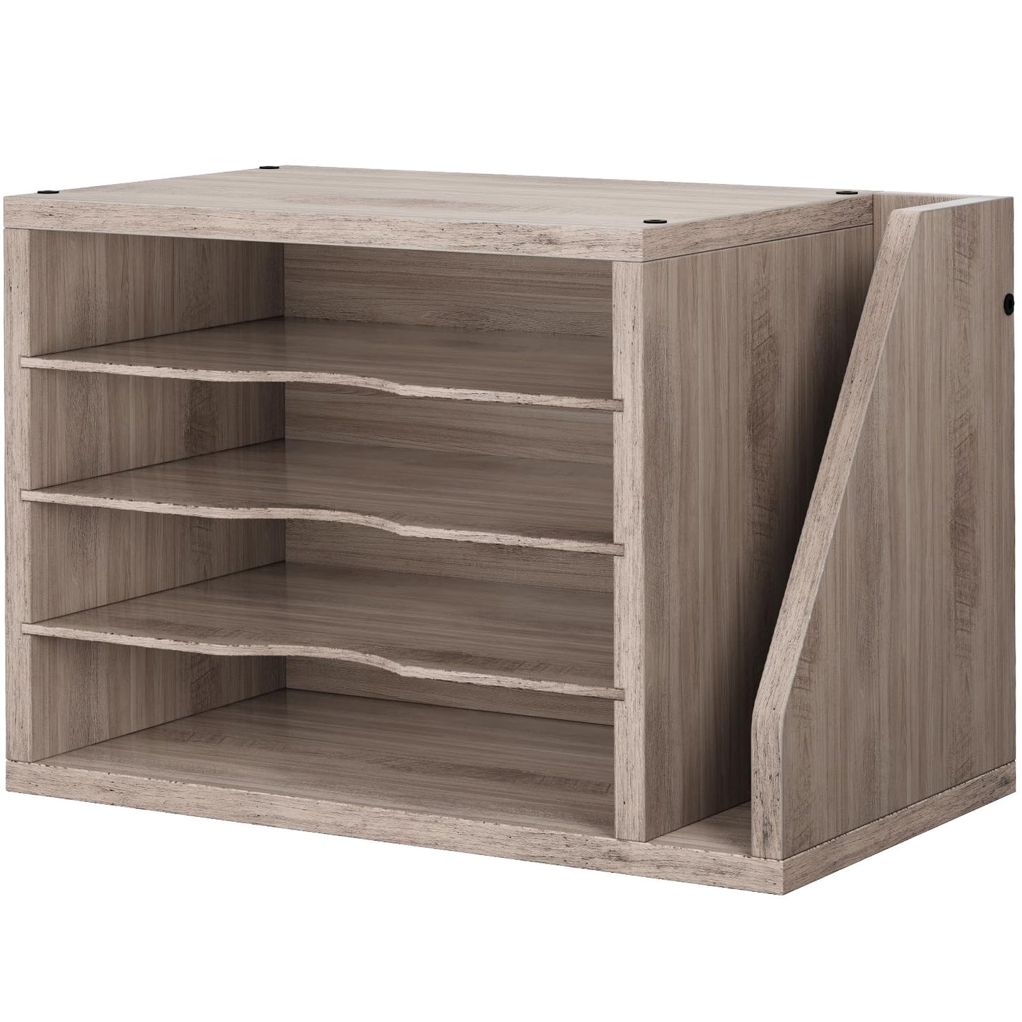 Creso hom Mail Sorter, File Organizer Desktop, Wood Desk Organizer with 3 Adjustable Shelves, Mail Holder for Office, Home, Letter Sorter File Holders for Envelopes, Mail Supplies Magazines, Greige