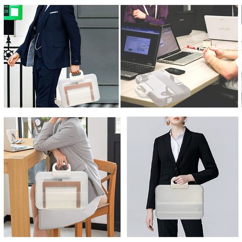 Lemical Portable Plastic Transparent File Boxes with Handle A4 Large Capacity Heavy Duty File Boxes Plastic Transparent Paper Storage