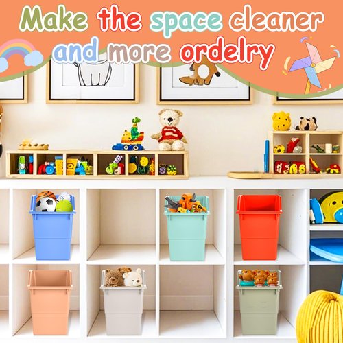 6 Pack Book and Binder Holders Boho Book Bins for Classroom Organization Premium Plastic Boxes Baskets Storage Containers for Library Home Office Teacher Supplies Accessories School Classroom Decor