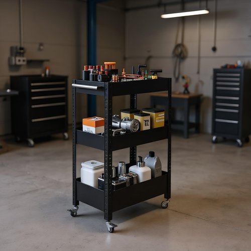 Nixeton 3-Tier Rolling Storage Cart with Handle – Metal Steel,Slim & Versatile, No-Screw Assembly, Heavy-Duty, Waterproof & Rust-Resistant, Perfect for Kitchen, Bathroom, Laundry,Office