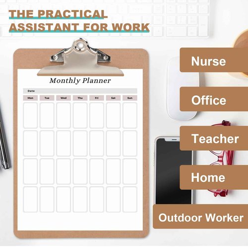 Juvealoe Wood Clipboard, Letter Size 8.5 x 11 Clip Board with Heavy Duty Butterfly Clip, 9 x 12.5 in, Suitable for Classroom, Students, Kid, Office Supply & School Supply(Pack of 20)