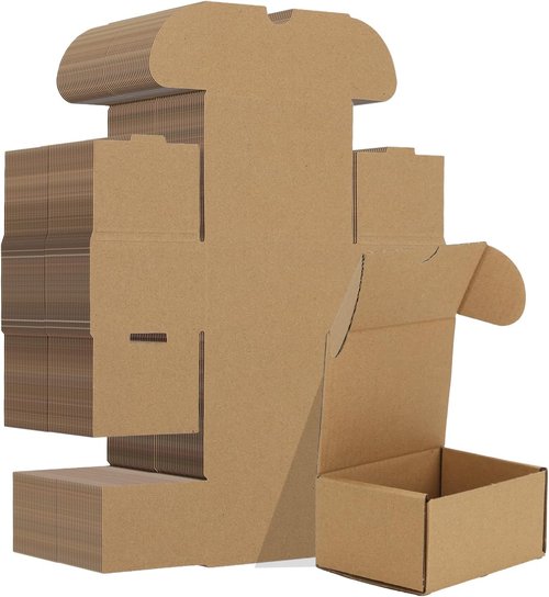 HORLIMER Shipping Boxes - Set of 50 Brown Corrugated Cardboard Mailers for Small Business Packing