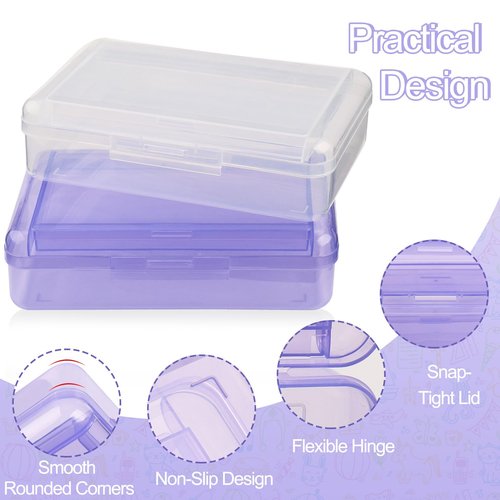 Meiikun Pencil Box, Large Capacity Pencil Boxes 2 Compartments, Hard Pencil Case with Snap-tight Lid, Plastic Storage Organizer Box for Girl Boy (Blue,Clear,Purple, 3 Pack)