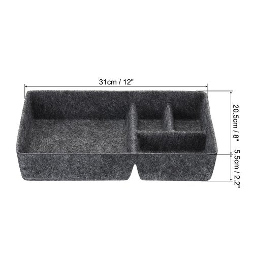 PATIKIL Felt Drawer Organizer, 2 Pack 4 Compartments Desk Drawers Organizer Tray for Cosmetic Makeup Office Supplies Home, Dark Gray